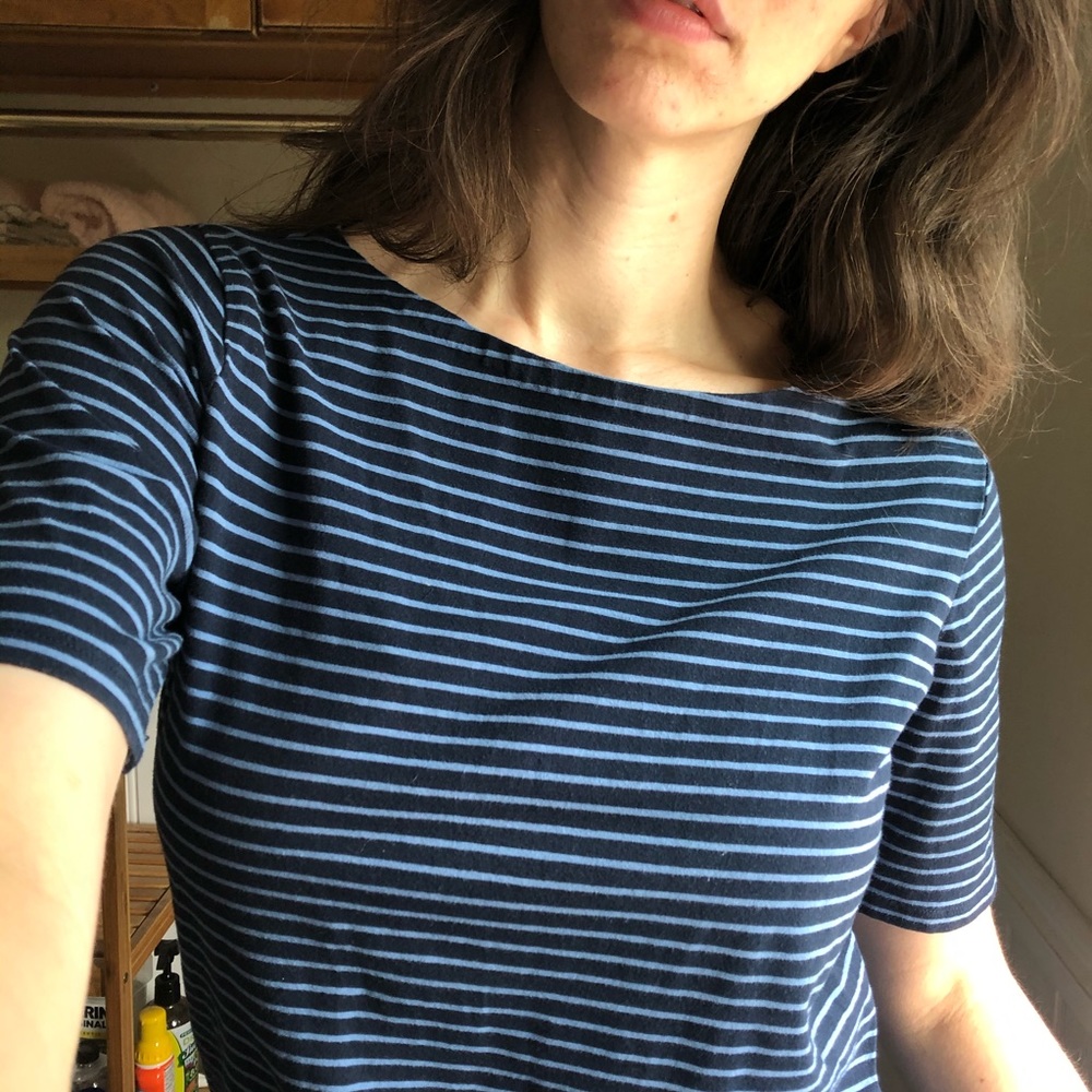 Jones New York Heavyweight Tee, Blue Stripe